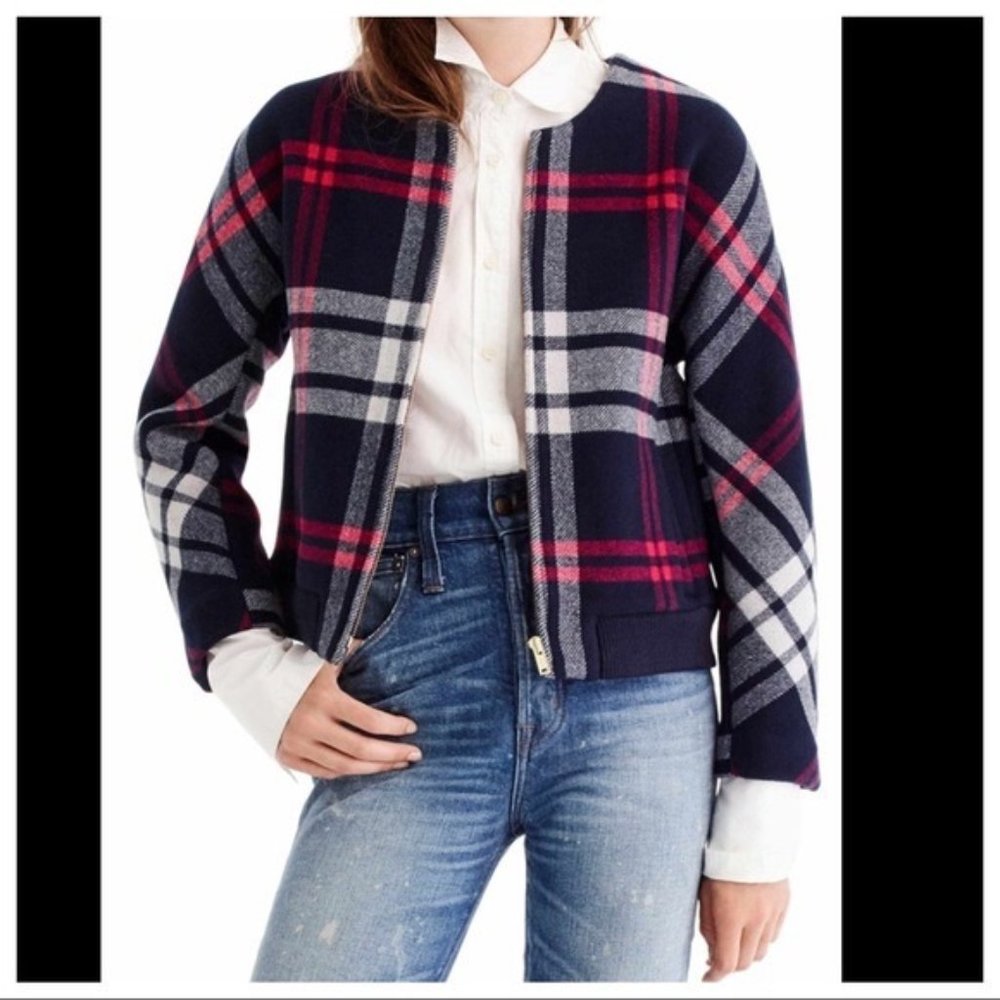 J. Crew Plaid Wool Bomber